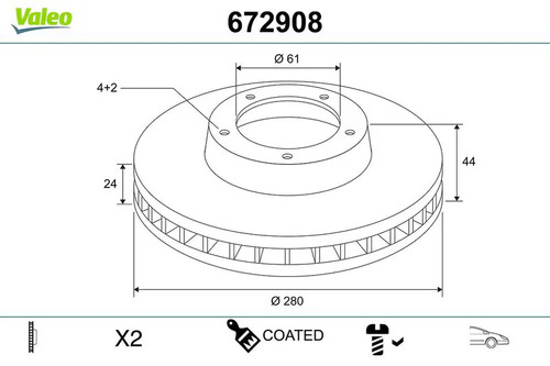Brake disc front axle - 2x,